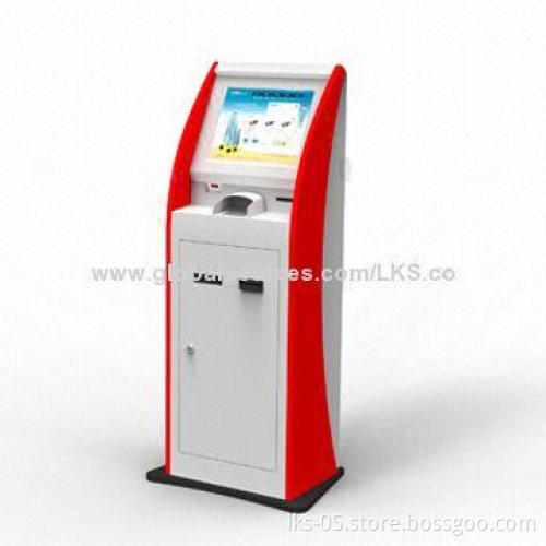 Bank equipment kiosk with 17-inch touch screen cash acceptor functions